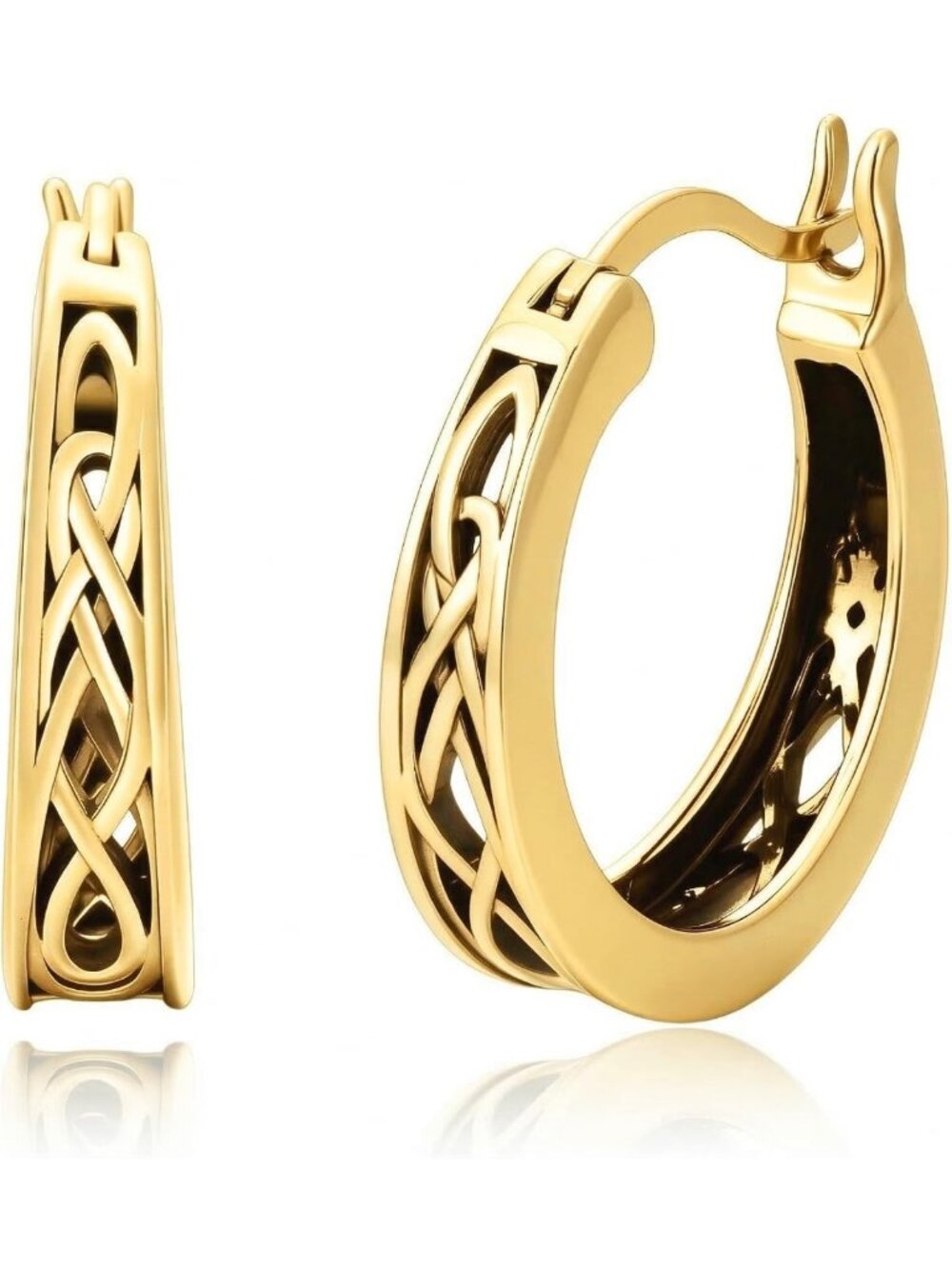 Elegant 14K Gold Filigree Celtic Hoop Earrings for Women - Timeless Jewelry